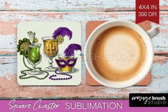 Mardi Gras Square Coaster - Carnival Coaster PNG Sublimation Product Image 1