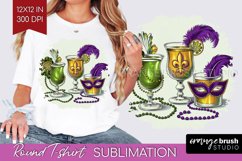 Mardi Gras Round Tshirt Background - Carnival PNG Product Image 1