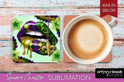 Mardi Gras Square Coaster - Carnival Coaster PNG Sublimation Product Image 1