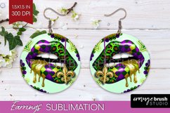 Mardi Gras Round Earrings - Carnival PNG Sublimation Product Image 1