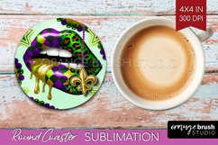 Mardi Gras Round Coaster - Carnival Coaster PNG Sublimation Product Image 1