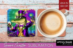 Mardi Gras Square Coaster - Carnival Coaster PNG Sublimation Product Image 1