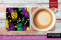 Mardi Gras Square Coaster - Carnival Coaster PNG Sublimation Product Image 1