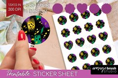 Mardi Gras Round Sticker - Carnival Printable Sticker Sheet Product Image 1