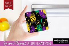 Mardi Gras Magnet Sublimation - Carnival Square Magnet PNG Product Image 1