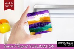 Mardi Gras Magnet Sublimation - Carnival Square Magnet PNG Product Image 1