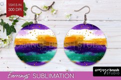 Mardi Gras Round Earrings - Carnival PNG Sublimation Product Image 1