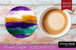 Mardi Gras Round Coaster - Carnival Coaster PNG Sublimation Product Image 1