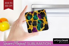 Mardi Gras Magnet Sublimation - Carnival Square Magnet PNG Product Image 1