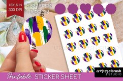 Mardi Gras Round Sticker - Carnival Printable Sticker Sheet Product Image 1