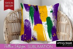 Mardi Gras Pillow Sublimation - Carnival Pillow Cover PNG Product Image 1
