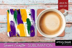 Mardi Gras Square Coaster - Carnival Coaster PNG Sublimation Product Image 1