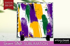 Mardi Gras Slate PNG - Carnival Square Slate Sublimation Product Image 1