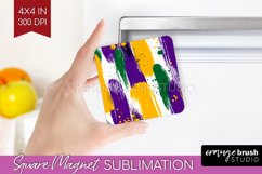 Mardi Gras Magnet Sublimation - Carnival Square Magnet PNG Product Image 1