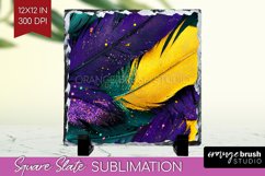 Mardi Gras Slate PNG - Carnival Square Slate Sublimation Product Image 1