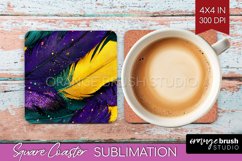 Mardi Gras Square Coaster - Carnival Coaster PNG Sublimation Product Image 1