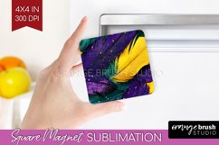 Mardi Gras Magnet Sublimation - Carnival Square Magnet PNG Product Image 1
