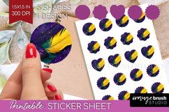 Mardi Gras Round Sticker - Carnival Printable Sticker Sheet Product Image 1