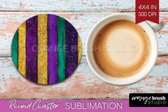 Mardi Gras Round Coaster - Carnival Coaster PNG Sublimation Product Image 1