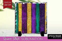 Mardi Gras Slate PNG - Carnival Square Slate Sublimation Product Image 1