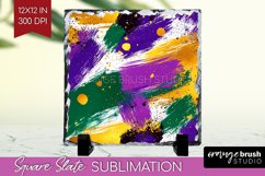 Mardi Gras Slate PNG - Carnival Square Slate Sublimation Product Image 1