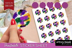 Mardi Gras Round Sticker - Carnival Printable Sticker Sheet Product Image 1