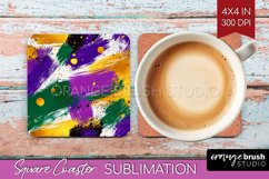 Mardi Gras Square Coaster - Carnival Coaster PNG Sublimation Product Image 1