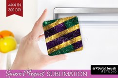 Mardi Gras Magnet Sublimation - Carnival Square Magnet PNG Product Image 1