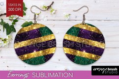 Mardi Gras Round Earrings - Carnival PNG Sublimation Product Image 1