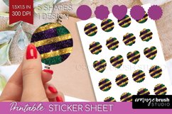 Mardi Gras Round Sticker - Carnival Printable Sticker Sheet Product Image 1