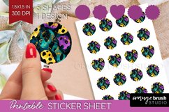 Mardi Gras Round Sticker - Carnival Printable Sticker Sheet Product Image 1