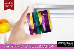 Mardi Gras Magnet Sublimation - Carnival Square Magnet PNG Product Image 1