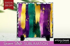 Mardi Gras Slate PNG - Carnival Square Slate Sublimation Product Image 1