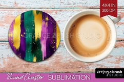 Mardi Gras Round Coaster - Carnival Coaster PNG Sublimation Product Image 1