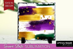 Mardi Gras Slate PNG - Carnival Square Slate Sublimation Product Image 1