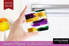 Mardi Gras Magnet Sublimation - Carnival Square Magnet PNG Product Image 1