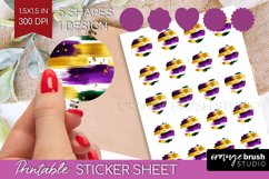 Mardi Gras Round Sticker - Carnival Printable Sticker Sheet Product Image 1