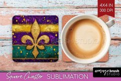 Mardi Gras Square Coaster - Carnival Coaster PNG Sublimation Product Image 1