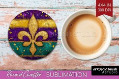Mardi Gras Round Coaster - Carnival Coaster PNG Sublimation Product Image 1