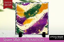 Mardi Gras Slate PNG - Carnival Square Slate Sublimation Product Image 1