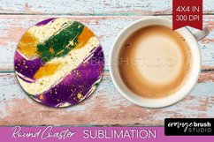 Mardi Gras Round Coaster - Carnival Coaster PNG Sublimation Product Image 1