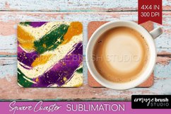 Mardi Gras Square Coaster - Carnival Coaster PNG Sublimation Product Image 1