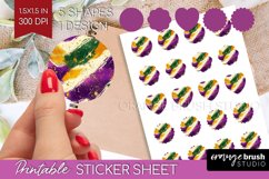 Mardi Gras Round Sticker - Carnival Printable Sticker Sheet Product Image 1