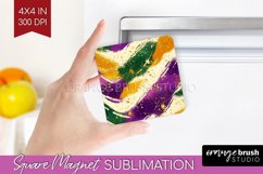 Mardi Gras Magnet Sublimation - Carnival Square Magnet PNG Product Image 1