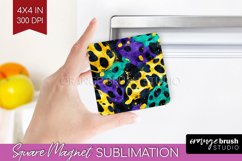 Mardi Gras Magnet Sublimation - Carnival Square Magnet PNG Product Image 1
