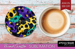 Mardi Gras Round Coaster - Carnival Coaster PNG Sublimation Product Image 1