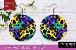 Mardi Gras Round Earrings - Carnival PNG Sublimation Product Image 1
