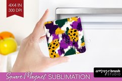Mardi Gras Magnet Sublimation - Carnival Square Magnet PNG Product Image 1