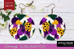 Mardi Gras Round Earrings - Carnival PNG Sublimation Product Image 1