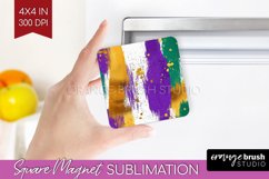 Mardi Gras Magnet Sublimation - Carnival Square Magnet PNG Product Image 1